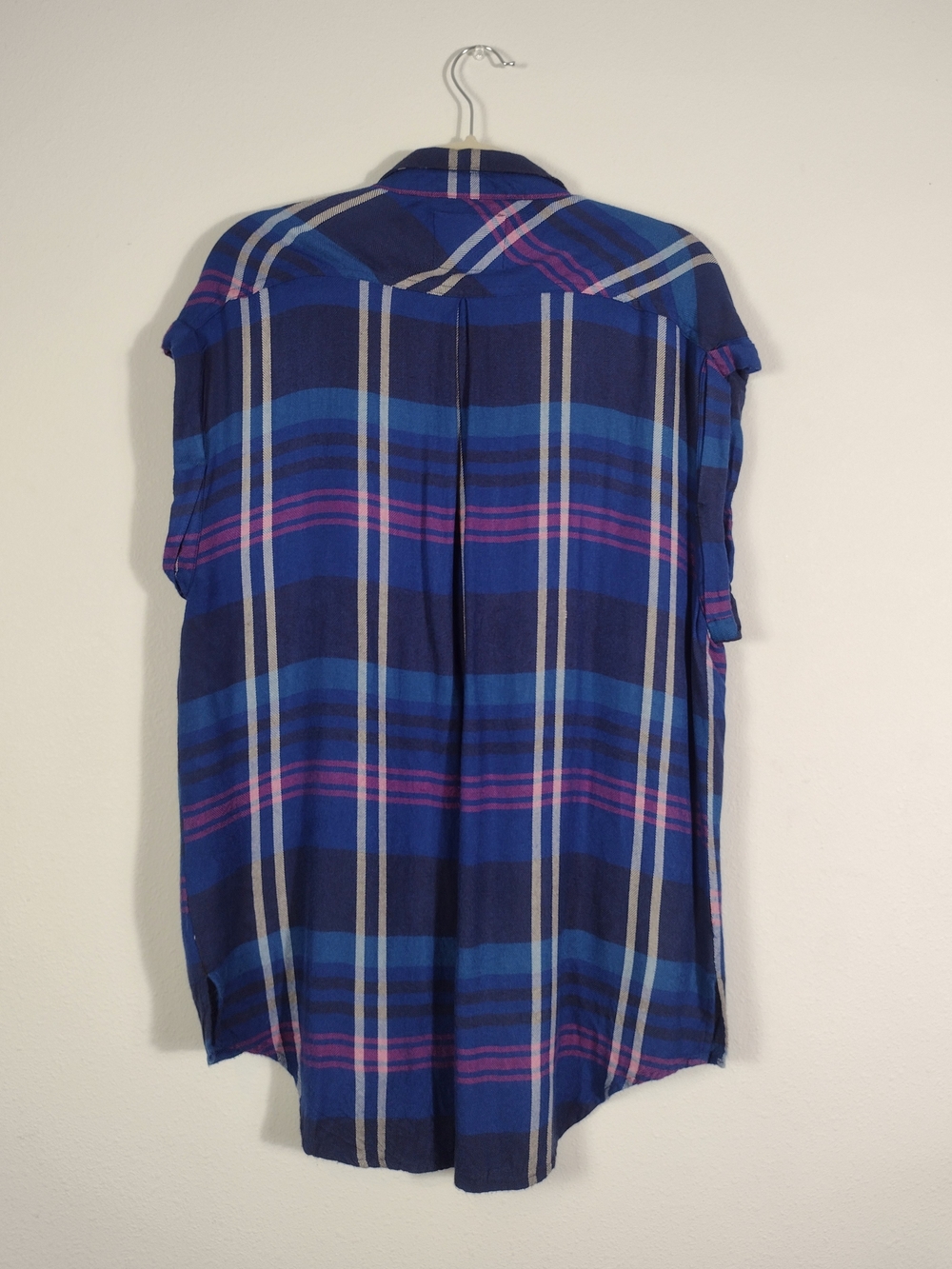 Rails x Free People Plaid Flannel Sleeveless Button Down Britt Top Blue Purple - Picture 3 of 16